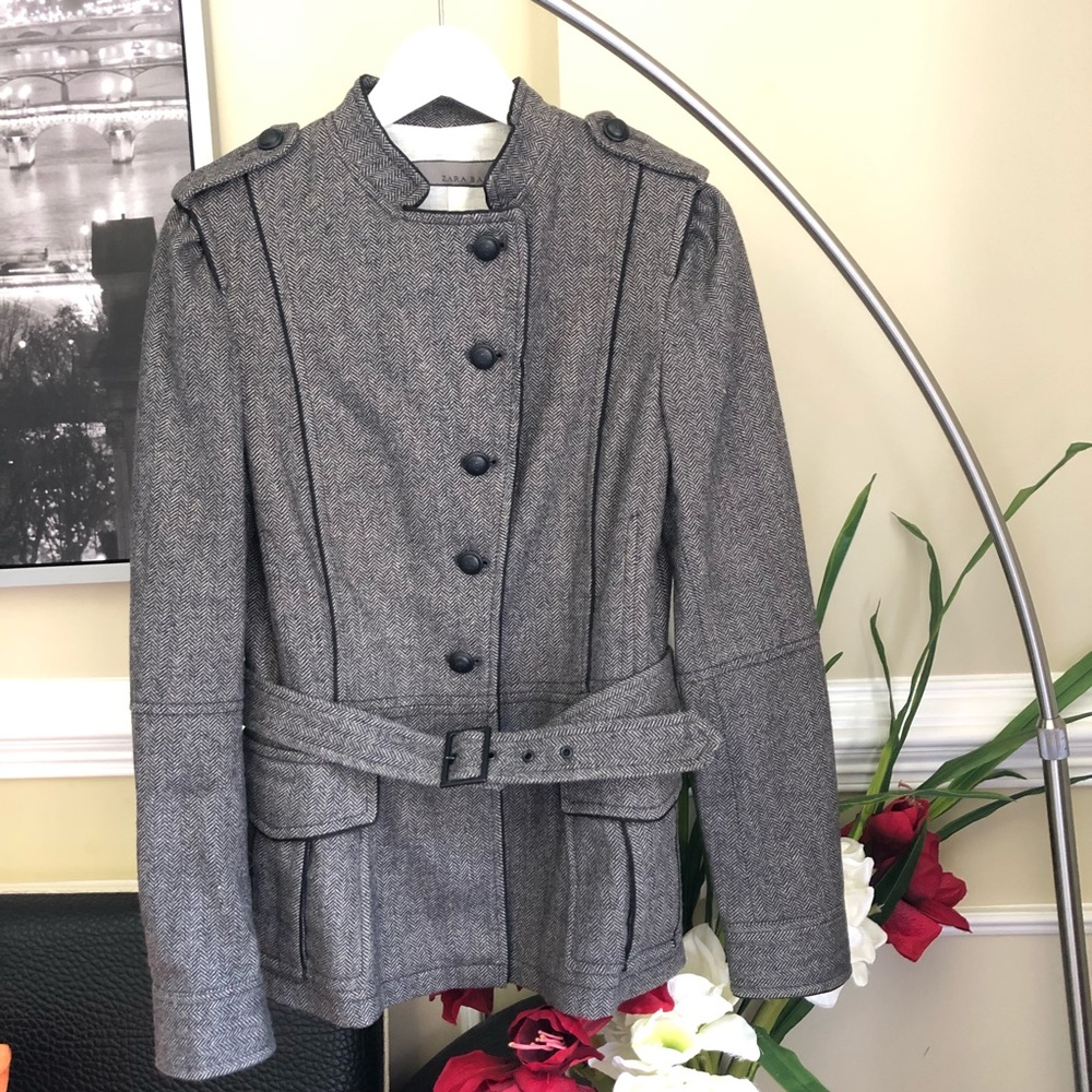 ZARA Grey Jacket with belt, size M